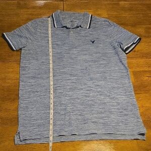American Eagle Men's Blue Polo Shirt
